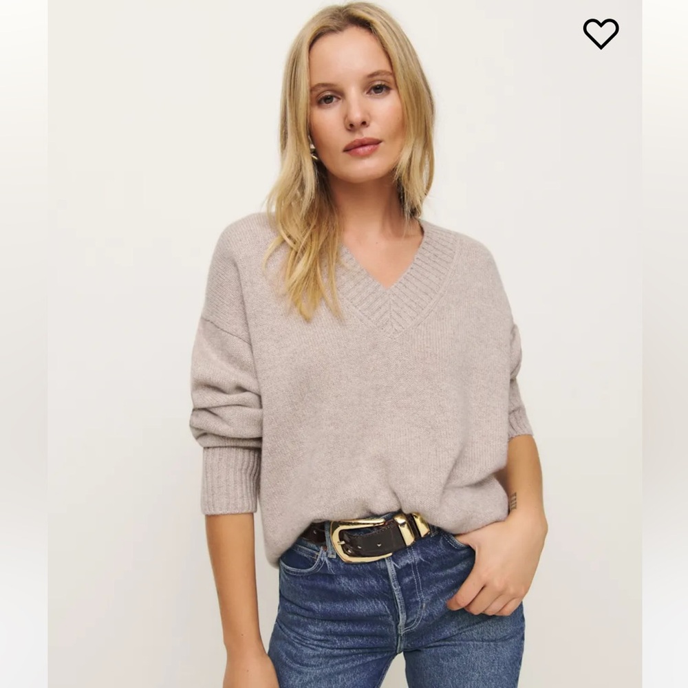 Reformation Jadey Cashmere Oversized V Neck Sweater